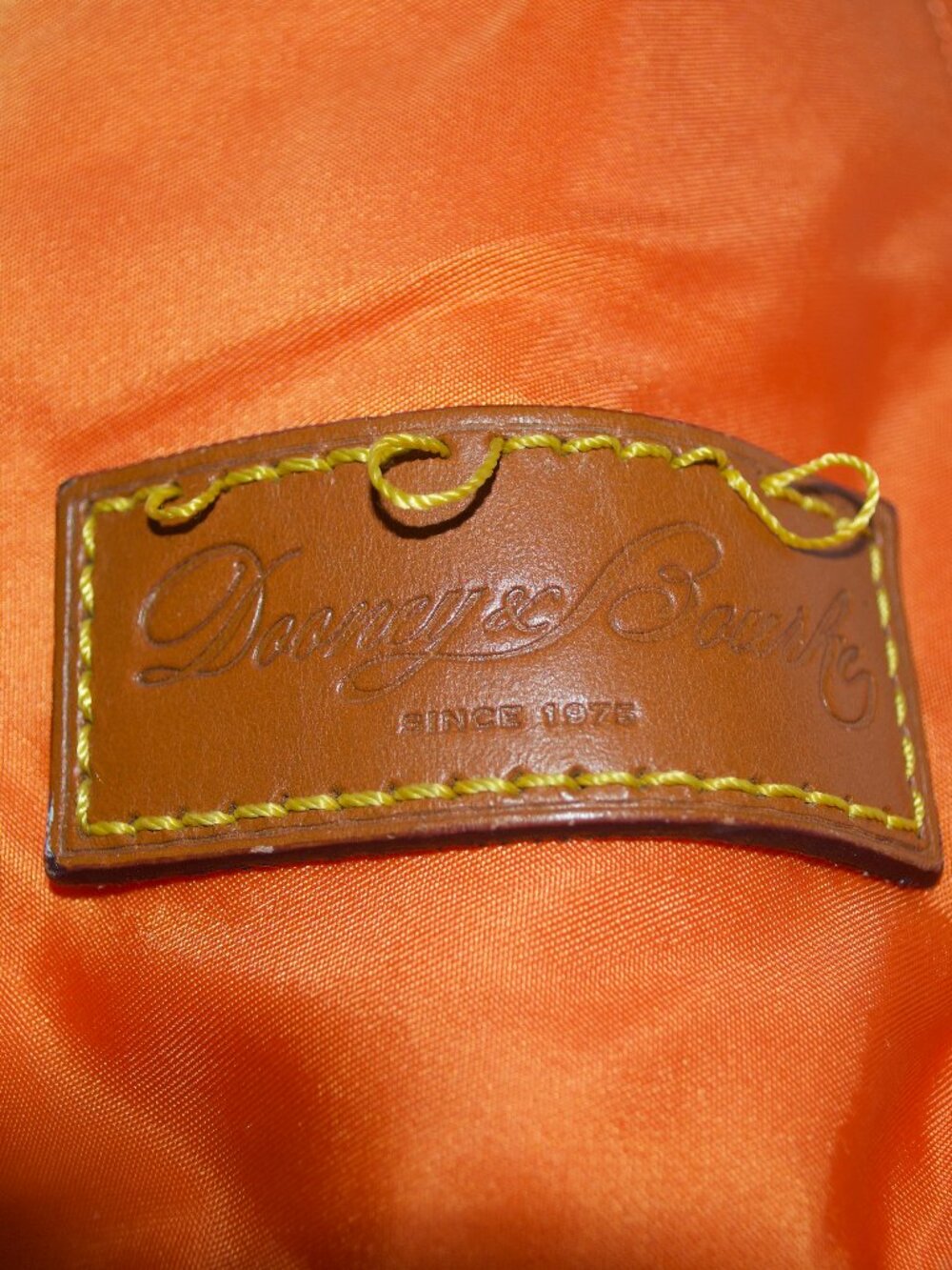 Dooney& Bourke “Nylon Editor’s Tote” in Orange with Leather Trim and Pink Lining - Picture 6 of 10